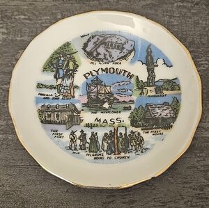Vintage Commemorative Plate Plymouth Mass